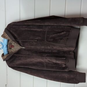 Suede hooded jacket, size XL